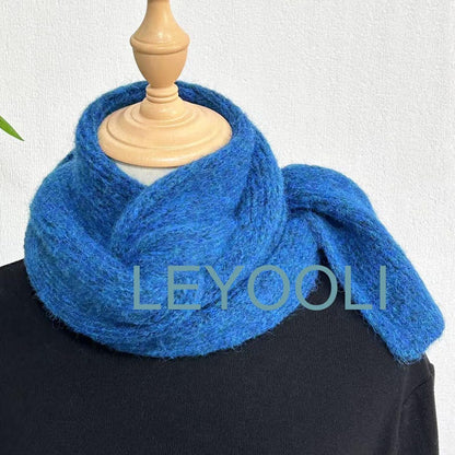Handmade Wool Knitted Scarf, Dark Navy Blue, Warm Winter Accessory