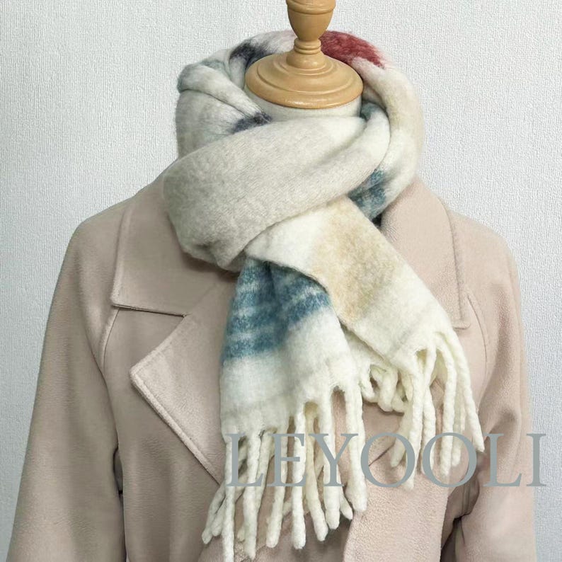 Striped Wool Blend Fringe Scarf: Cozy Winter Shawl