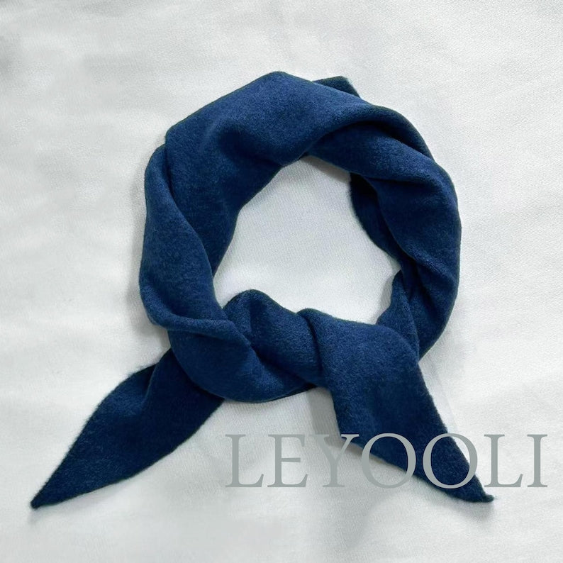 Blue Triangle Scarf: Cashmere Blend Wool Winter Bandana