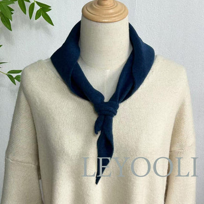 Blue Triangle Scarf: Cashmere Blend Wool Winter Bandana