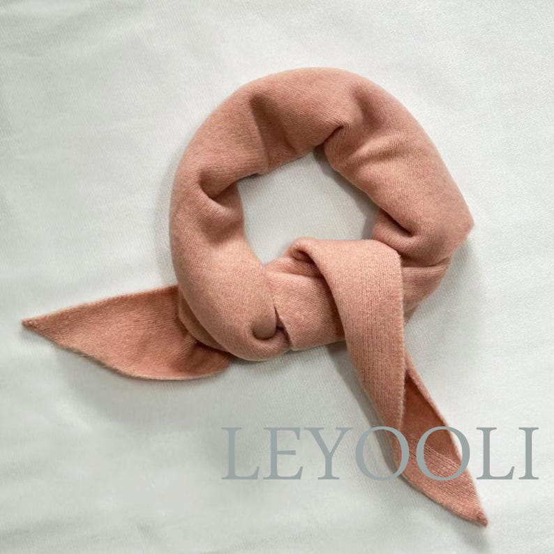 Orange Pink Wool Triangle Scarf: Hand Knit Winter Bandana