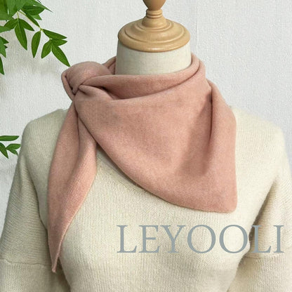 Orange Pink Wool Triangle Scarf: Hand Knit Winter Bandana