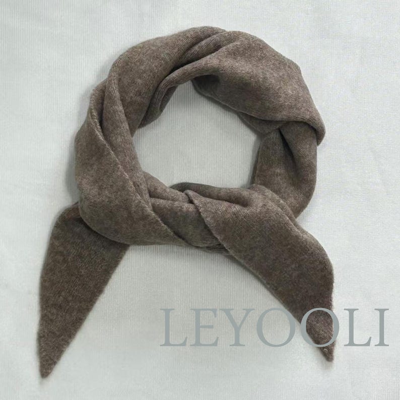Oatmeal Knit Triangle Scarf: Wool Blend Winter Bandana