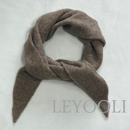 Oatmeal Knit Triangle Scarf: Wool Blend Winter Bandana