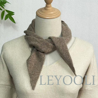 Oatmeal Knit Triangle Scarf: Wool Blend Winter Bandana