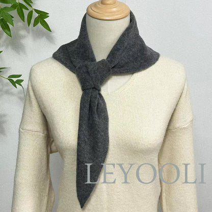 Gray Wool Triangle Scarf: Hand Knit Winter Bandana