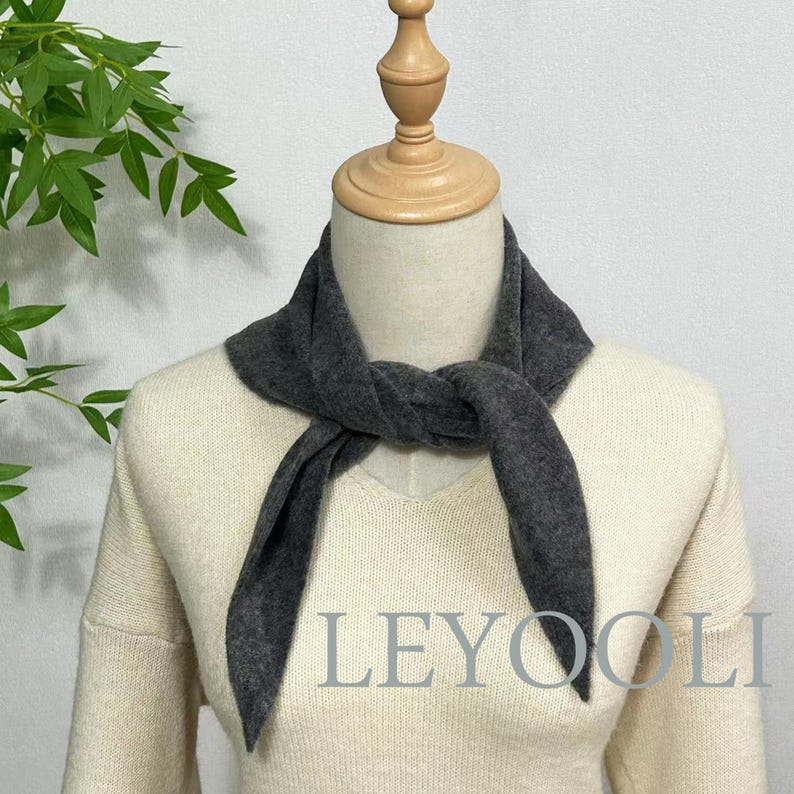 Gray Wool Triangle Scarf: Hand Knit Winter Bandana