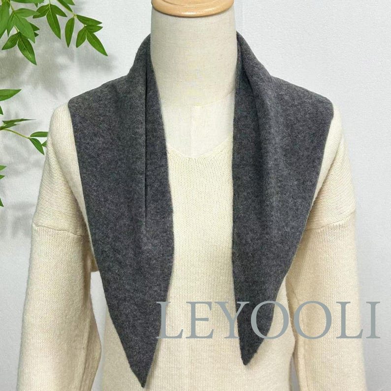 Gray Wool Triangle Scarf: Hand Knit Winter Bandana