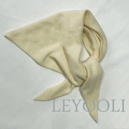 White Knit Triangle Scarf: Wool Blend Winter Bandana