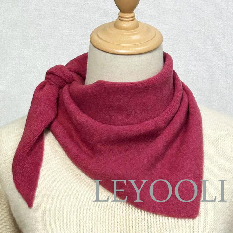 Rose Wool Blend Triangle Scarf: Cozy Winter Bandana