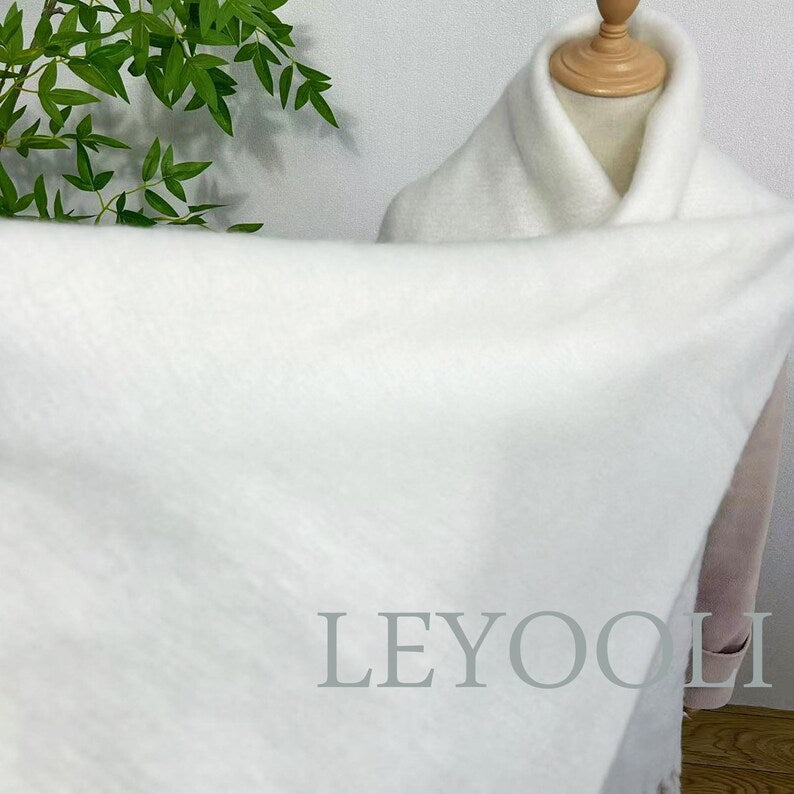 White Mohair Winter Scarf: Thickened Warm Solid Color