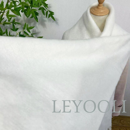 White Mohair Winter Scarf: Thickened Warm Solid Color