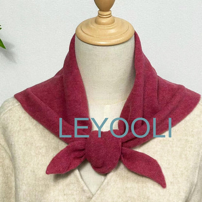 Hand Knit Triangle Scarf: Wool Blend Winter Bandana