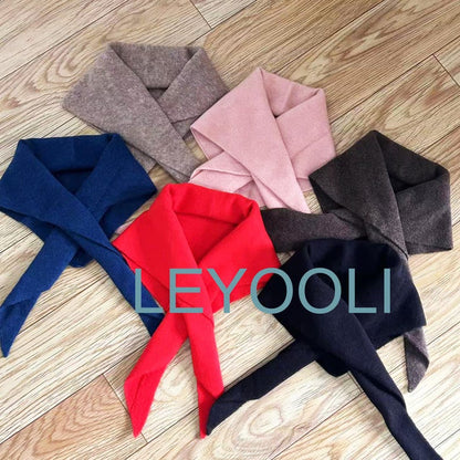 Hand Knit Triangle Scarf: Cashmere Wool Blend Winter Bandana