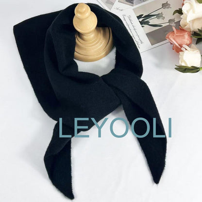 Hand Knit Triangle Scarf: Cashmere Wool Blend Winter Bandana