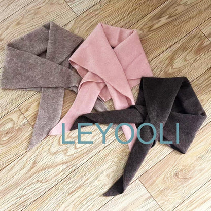 Hand Knit Triangle Scarf: Cashmere Wool Blend Winter Bandana