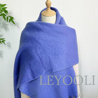 Purple Mohair Blend Scarf, Winter Tassel Scarf