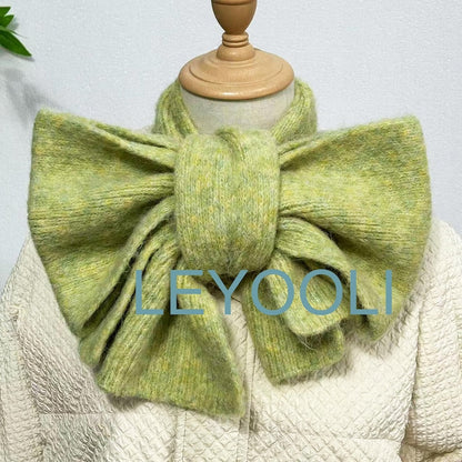Handmade Green Wool Knit Scarf, Warm Winter Accessory
