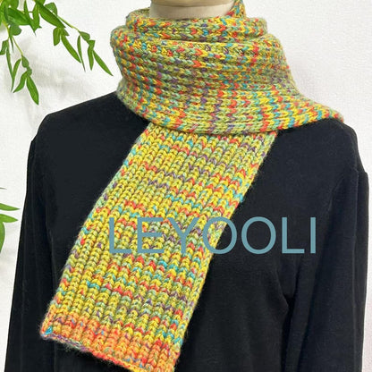 Hand Knit Colorful Wool Scarf, Winter Warm Gift