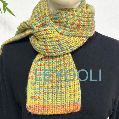 Hand Knit Colorful Wool Scarf, Winter Warm Gift