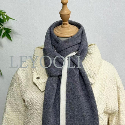 Gray Cashmere Knitted Scarf, Universal Winter Scarf