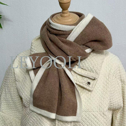 Camel Cashmere Knitted Scarf, Soft Warm Winter Scarf