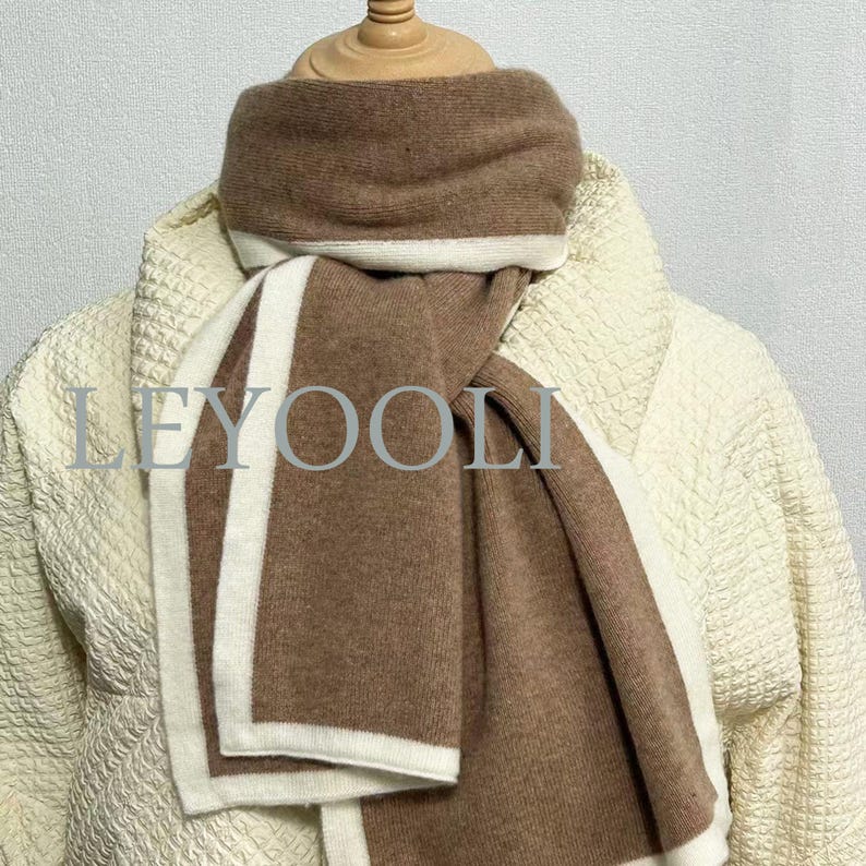 Camel Cashmere Knitted Scarf, Soft Warm Winter Scarf