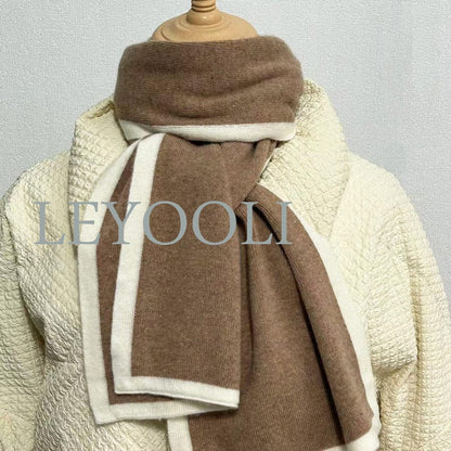 Camel Cashmere Knitted Scarf, Soft Warm Winter Scarf