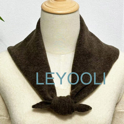 Brown Wool Blend Triangle Scarf, Knit Winter Bandana