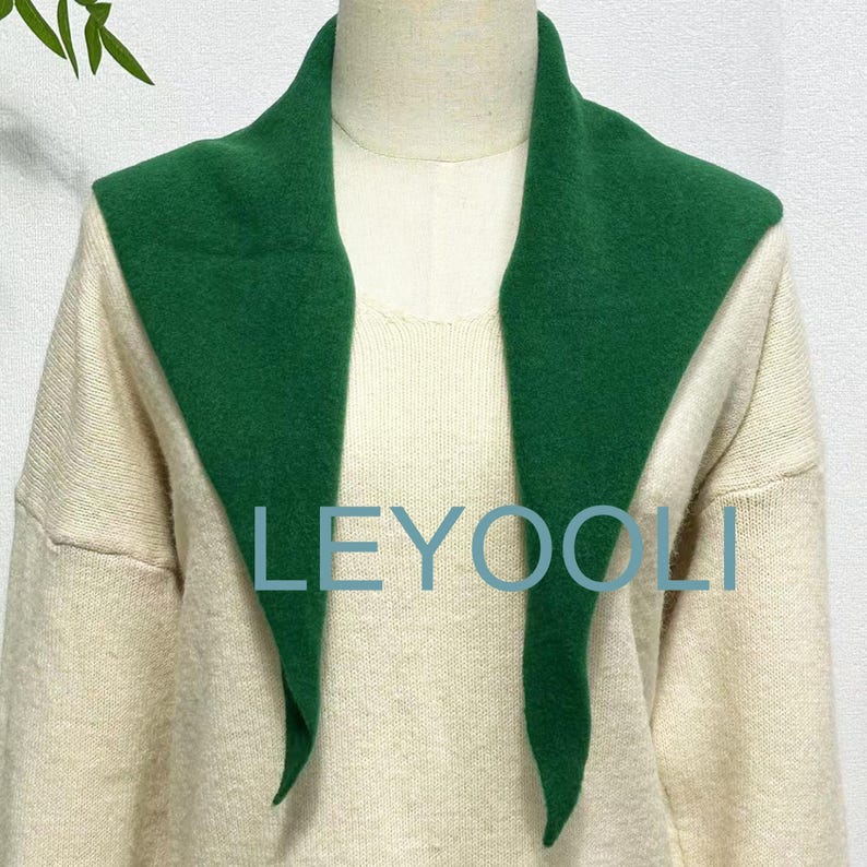 Green Wool Triangle Scarf: Hand Knit Winter Bandana