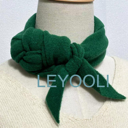 Green Wool Triangle Scarf: Hand Knit Winter Bandana