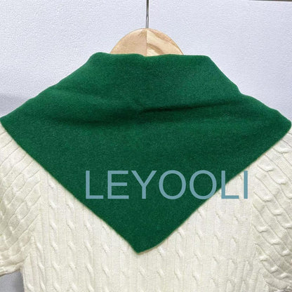 Green Wool Triangle Scarf: Hand Knit Winter Bandana