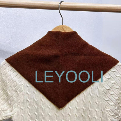 Caramel Brown Knit Triangle Scarf: Wool Winter Bandana
