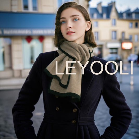 Dark Camel Cashmere Knitted Scarf, Classic Warm Winter Scarf