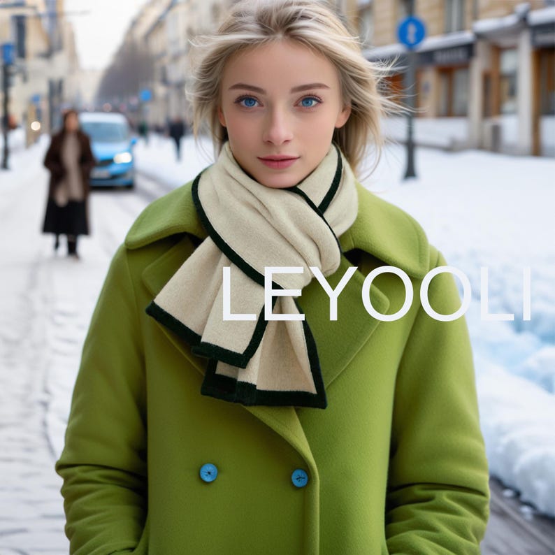 White Cashmere Knitted Scarf, Classic Soft Style