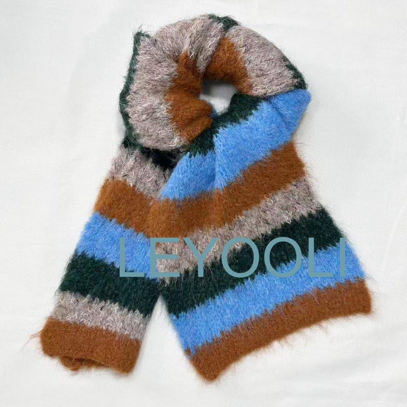 Striped Wool Knit Scarf: Unisex Winter Accessory