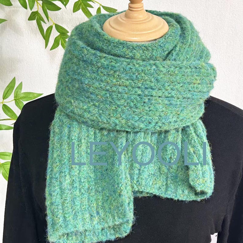 Hand Knitted Wool Scarf: Chunky Turquoise Winter Scarf