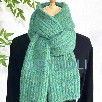 Hand Knitted Wool Scarf: Chunky Turquoise Winter Scarf