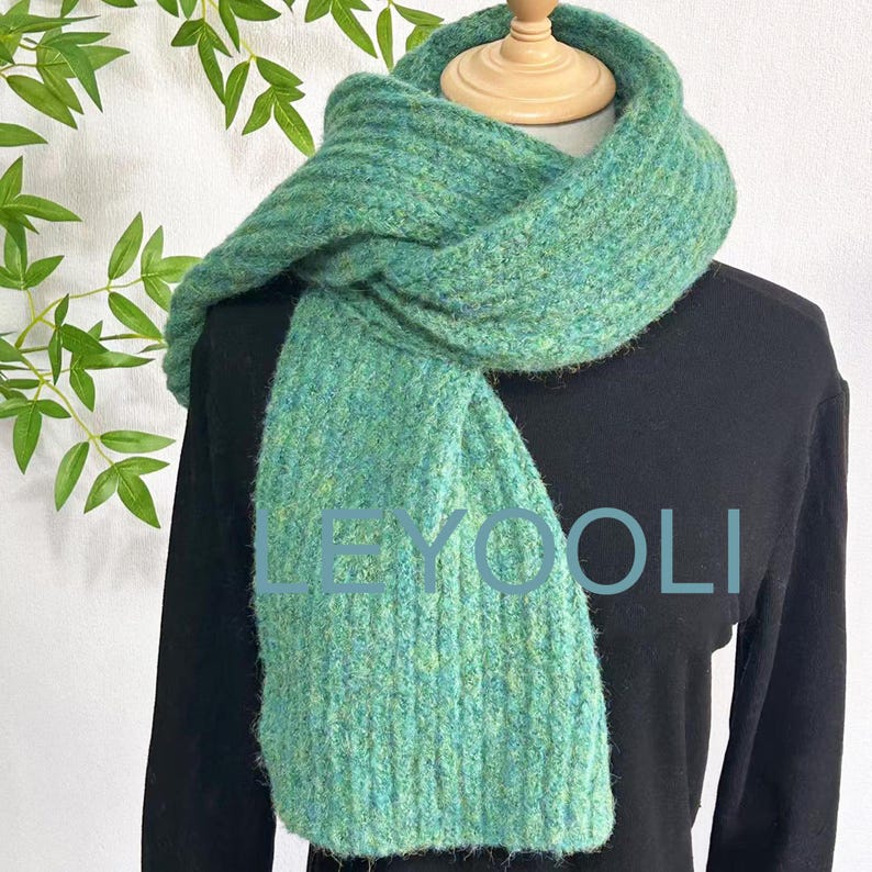 Hand Knitted Wool Scarf: Chunky Turquoise Winter Scarf