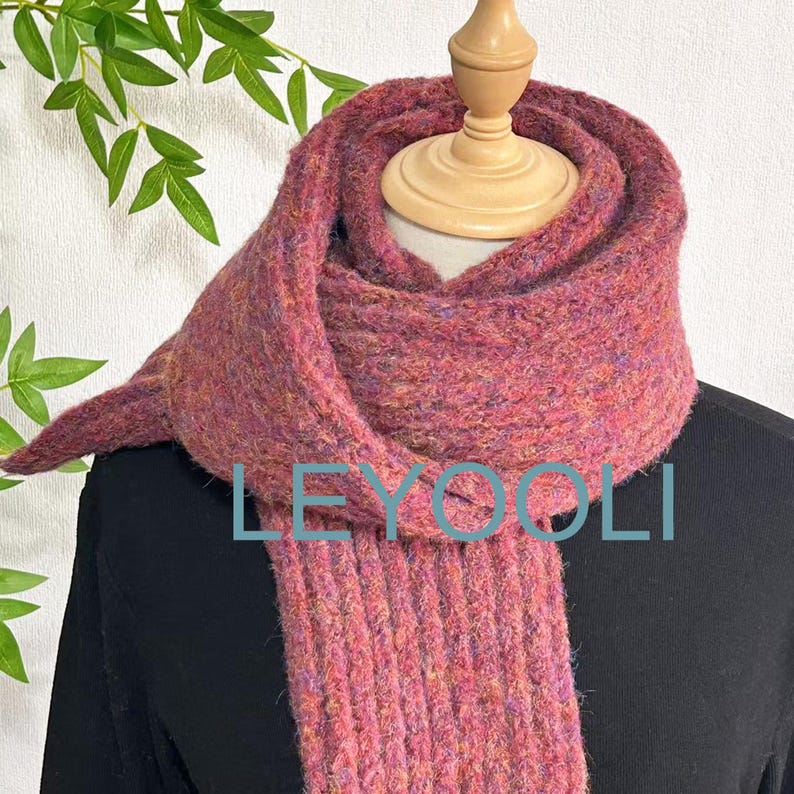 Hand Knitted Wool Scarf | Chunky Rose Winter Scarf