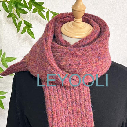 Hand Knitted Wool Scarf | Chunky Rose Winter Scarf