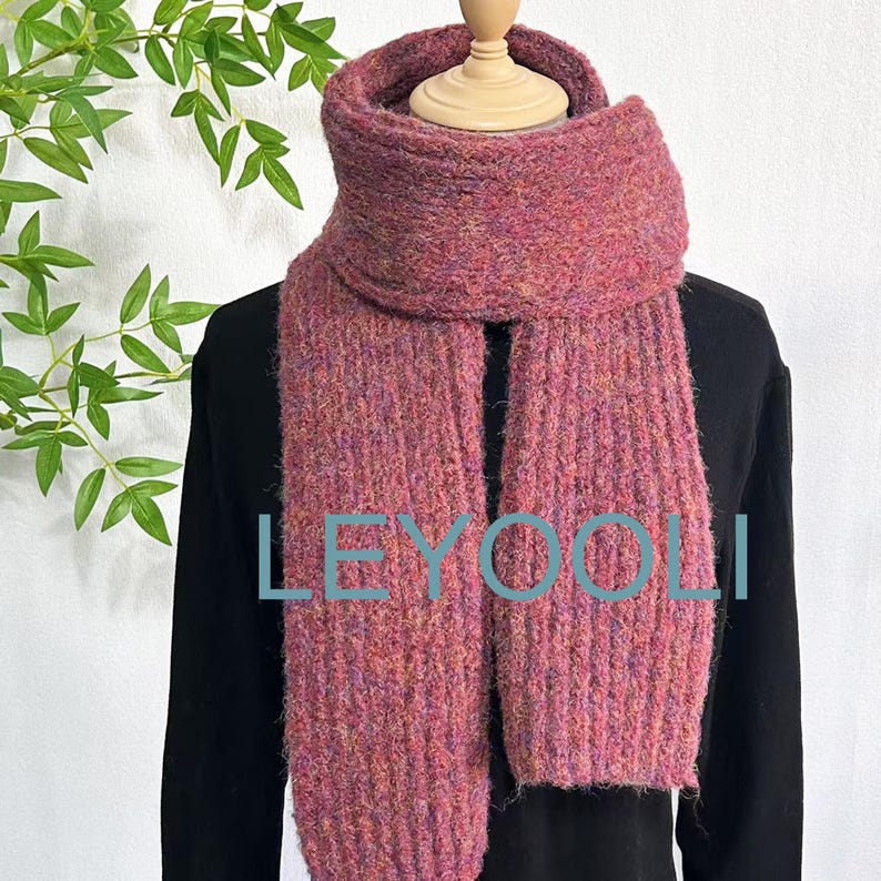 Hand Knitted Wool Scarf | Chunky Rose Winter Scarf