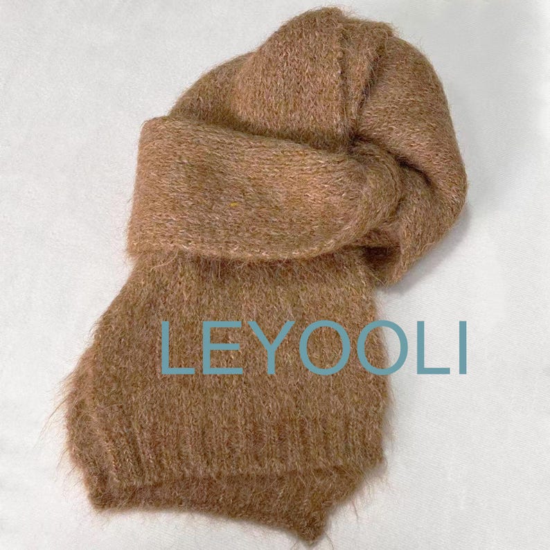 Soft Mohair Knitted Scarf, Thickened Warm Winter Scarf, Solid Color
