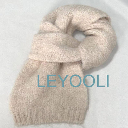 Soft Mohair Knitted Scarf, Thickened Warm Winter Scarf, Solid Color