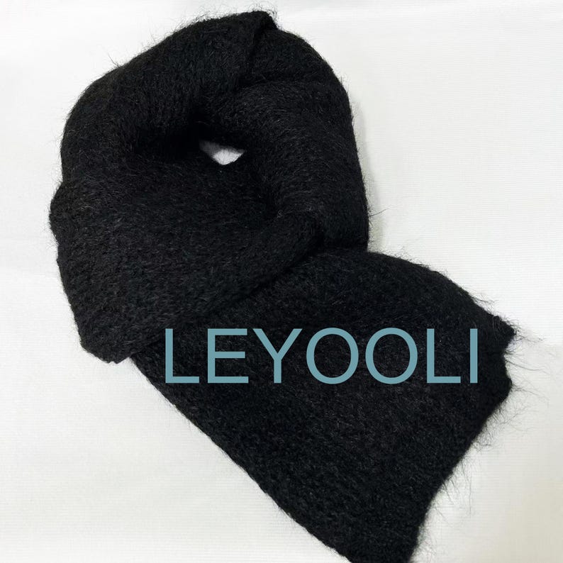 Hand Knitted Mohair Scarf, Thickened Warm Winter Scarf
