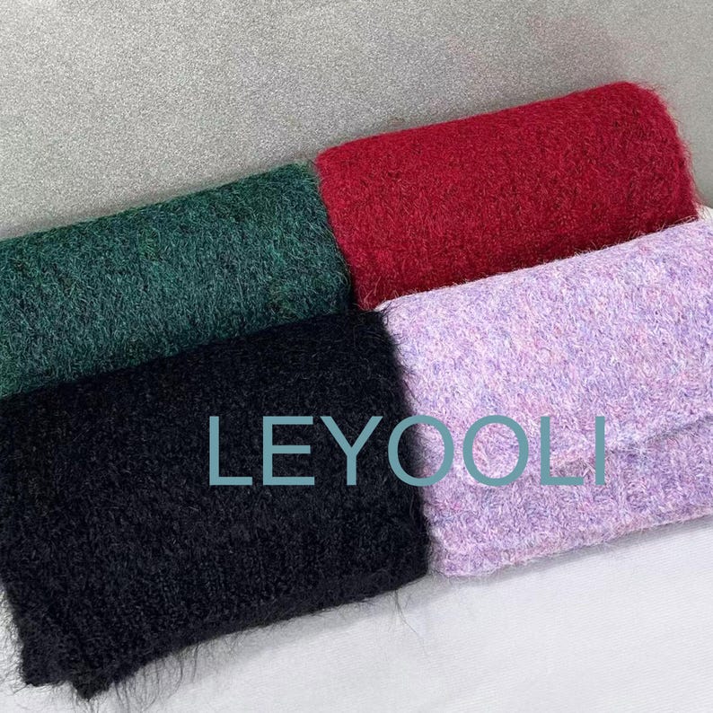 Hand Knitted Mohair Scarf, Thickened Warm Winter Scarf
