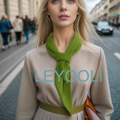 Green Knit Triangle Scarf: Wool Blend Winter Bandana