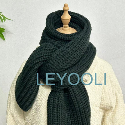 Hand Knitted Cotton Scarf, Dark Green Winter Scarf, Elegant Warm Shawl