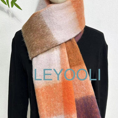 Plaid Mohair Scarf, Winter Warm Plaid Shawl