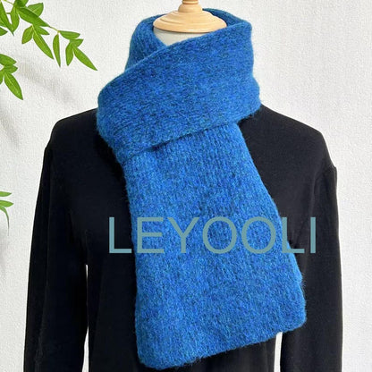 Handmade Wool Knitted Scarf, Dark Navy Blue, Warm Winter Accessory
